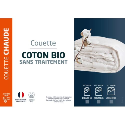 Couette chaude 260x240cm DREAMEA COTON BIO