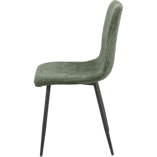 Lot De 4 Chaises Bobby Pieds Métal Noir Assise Velours Côtelé Vert Kaki