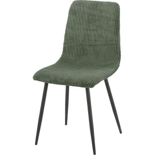 Lot De 4 Chaises Bobby Pieds Métal Noir Assise Velours Côtelé Vert Kaki