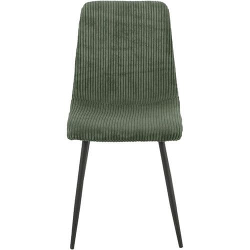 Lot De 4 Chaises Bobby Pieds Métal Noir Assise Velours Côtelé Vert Kaki