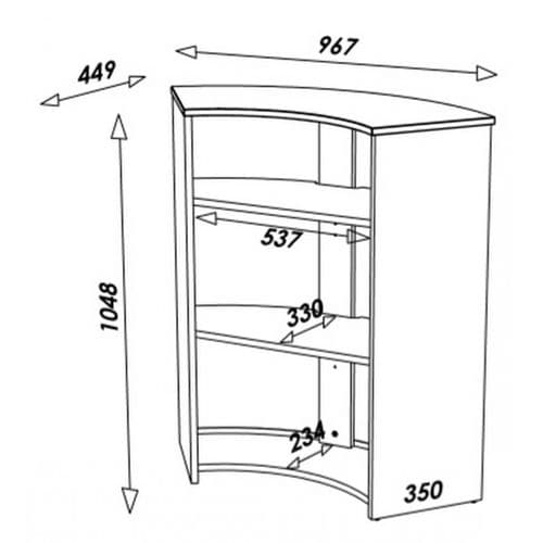 Meuble Comptoir Bar 96 Cm Blanc 3 Niches - Coloris: Blanc