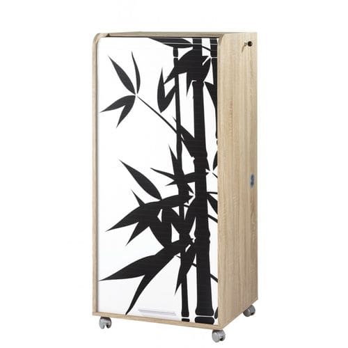 Armoire Informatique Mobile Chêne 2 Tiroirs 5 Niches L 65.2 H 139.9 P 53.1 Cm - Coloris: Bambous 912