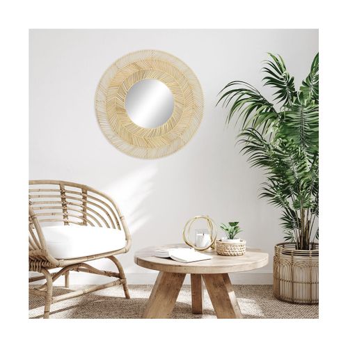 Miroir Rond Indonesia 55 Cm Naturel   Brut