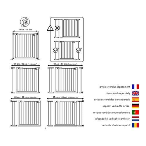 Extension Barrière De Sécurité Bébé En Acier Blanc