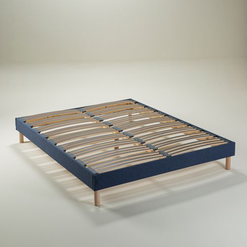 Ensemble - Matelas Ressort Ferme + Sommier Le Veritable 140 X 190 Cm Blanc, Bleu Foncé