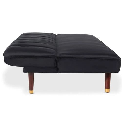 Canapé Convertible En Velours "seattle" 180cm Noir