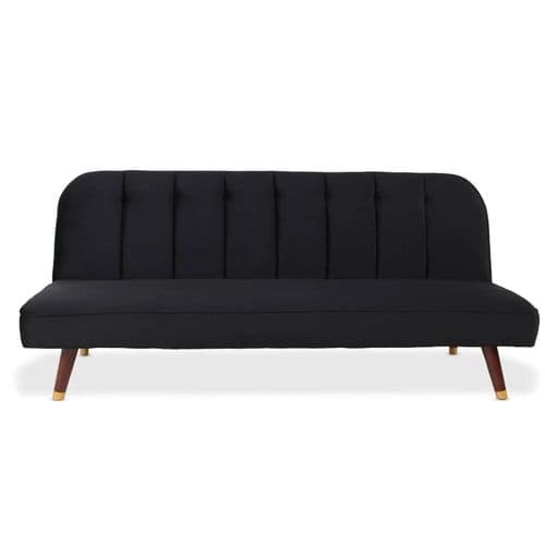 Canapé Convertible En Velours "seattle" 180cm Noir