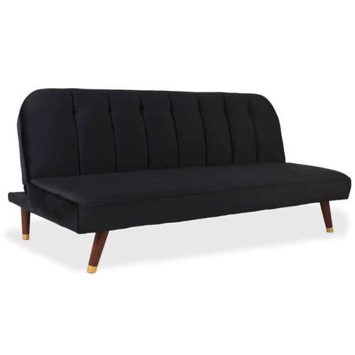 Canapé Convertible En Velours "seattle" 180cm Noir