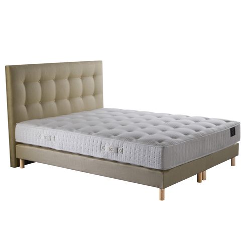 Ensemble Comete + Tete De Lit Capitonnee Matelas Ressorts Ensaches Jaune 180x200cm