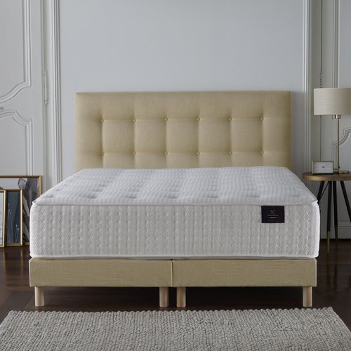 Ensemble Helios Tête De Lit Matelas Ressorts Ensaches Memoire De Forme Latex Jaune 160x200cm