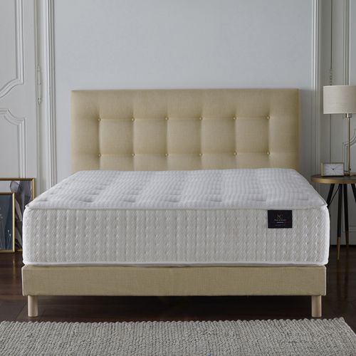 Ensemble Helios Tête De Lit Matelas Ressorts Ensaches Memoire De Forme Latex Jaune 160x200cm