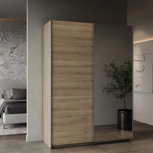 Armoire 2 Portes Coulissantes Et Miroir - L148 Cm