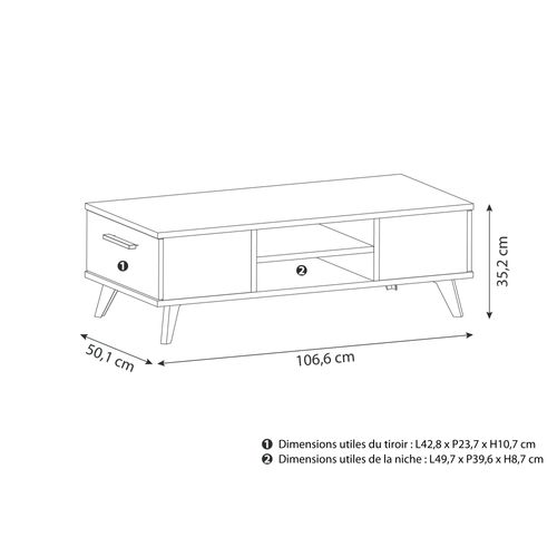 Table basse WAYNE Imitation chêne et noir