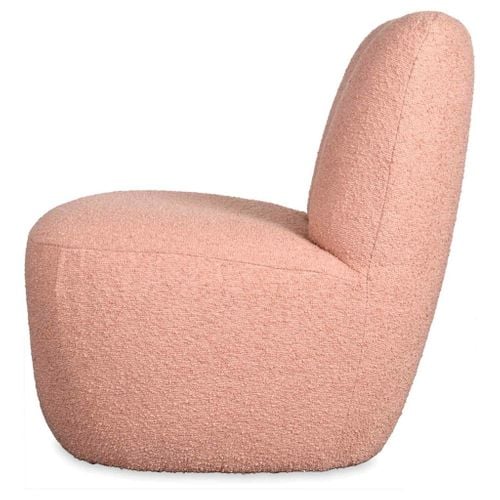 Fauteuil Eve Tissu Bouclette Rose Poudré