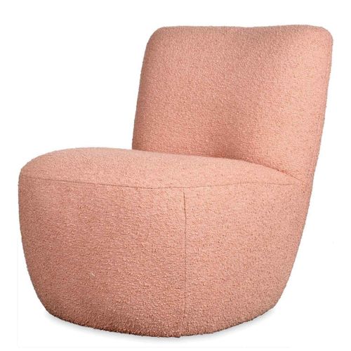 Fauteuil Eve Tissu Bouclette Rose Poudré