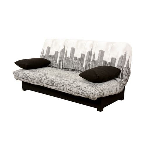 Housse clic-clac 130 cm  Tissu Manhattan/uni Noir