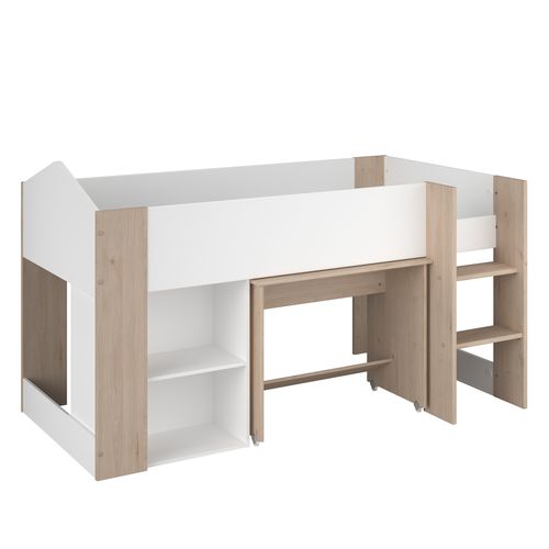 Lit combiné avec bureau SHELTER Imitation chêne et blanc