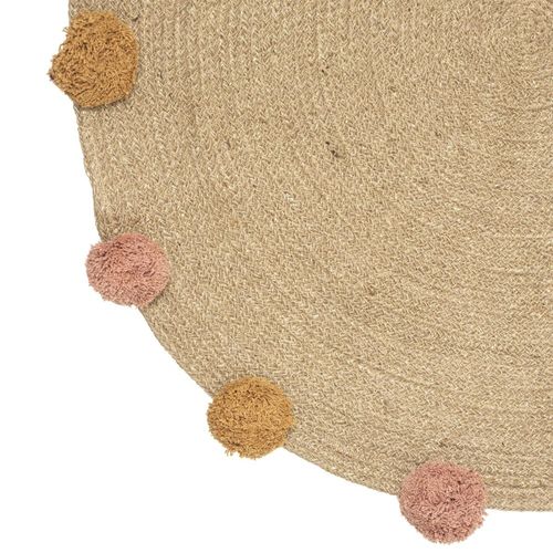 Tapis Rond Jute Lili Pompons D78