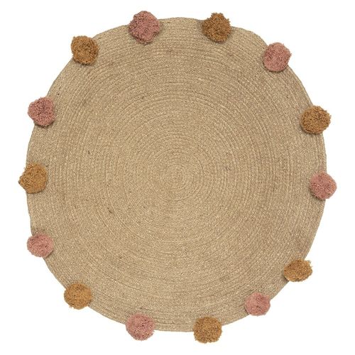 Tapis Rond Jute Lili Pompons D78