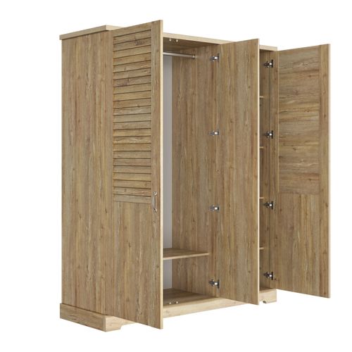 Armoire 3 Portes Thelma Charme Imitation Châtaignier Cérusé