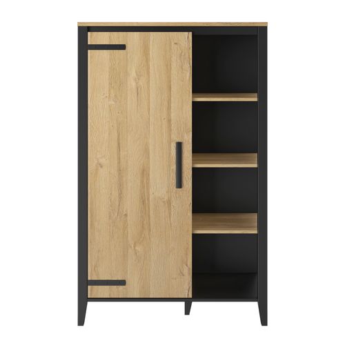 Buffet haut 1 porte CORK imitation chêne/noir