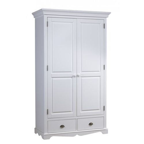 Armoire Penderie Blanche 2 Portes 2 Tiroirs