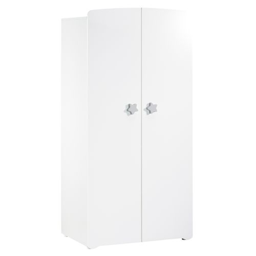 New Basic - Armoire Chambre Bébé 2 Portes - Boutons Étoile Gris