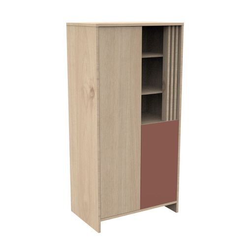 Armoire 2 Portes Et 1 Niche Avec Claustra En Bois Décor Chêne Suave