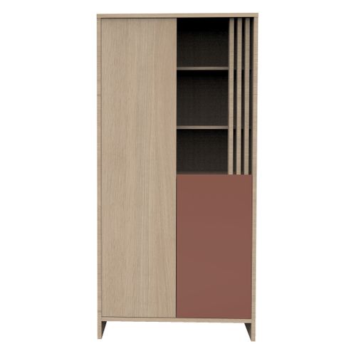 Armoire 2 Portes Et 1 Niche Avec Claustra En Bois Décor Chêne Suave