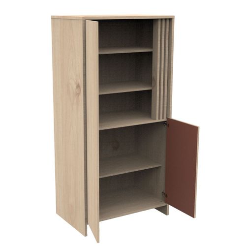 Armoire 2 Portes Et 1 Niche Avec Claustra En Bois Décor Chêne Suave