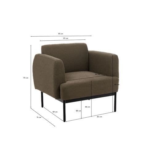 Fauteuil Contemporain Aux Lignes Droites En Tissu Bouclette - Sasha