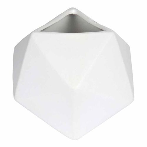 Vase Déco En Céramique "geometrik" 19cm Blanc