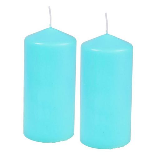 Lot De 2 Bougies Pilier "essentiel" 10cm Bleu