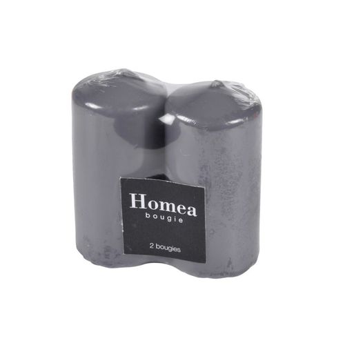 Lot De 2 Bougies Pilier "essentiel" 10cm Anthracite