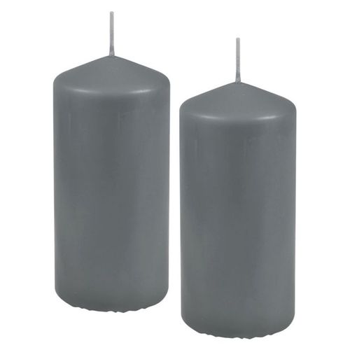 Lot De 2 Bougies Pilier "essentiel" 10cm Anthracite