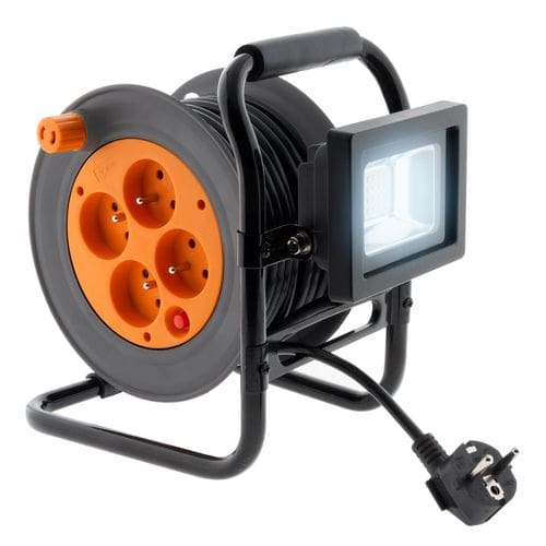 Enrouleur Électrique 4 Prises 16a 2p+t Avec Projecteur LED 10w