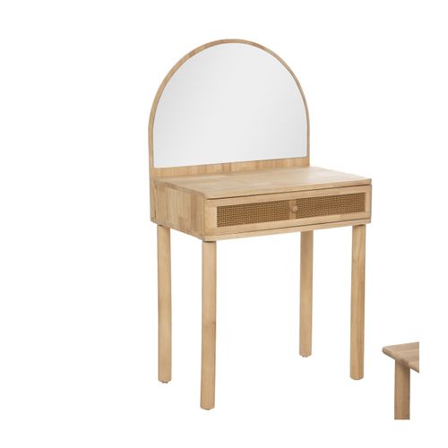 Coiffeuse Et Tabouret En Bois Avec Miroir Pour Chambre D'enfant