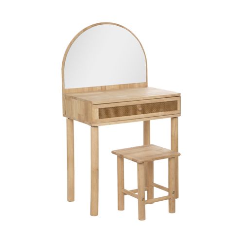 Coiffeuse Et Tabouret En Bois Avec Miroir Pour Chambre D'enfant