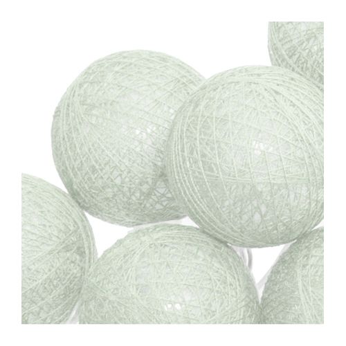 Guirlande Décorative à Piles 10 LED Boules En Coton Vert D 6 X L 165 Cm