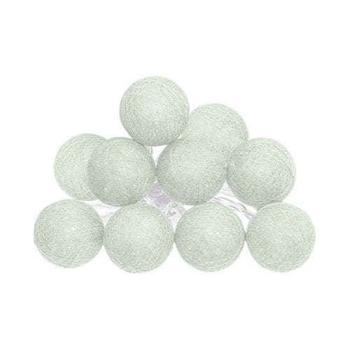 Guirlande Décorative à Piles 10 LED Boules En Coton Vert D 6 X L 165 Cm