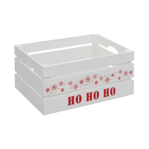 Déco De Noël Lot De 3 Cagettes Blanches En Bois Imprimé Noël