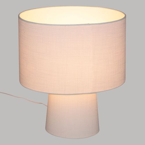 Lampe à Poser En Métal Et Tissu Blanc H 45 Cm