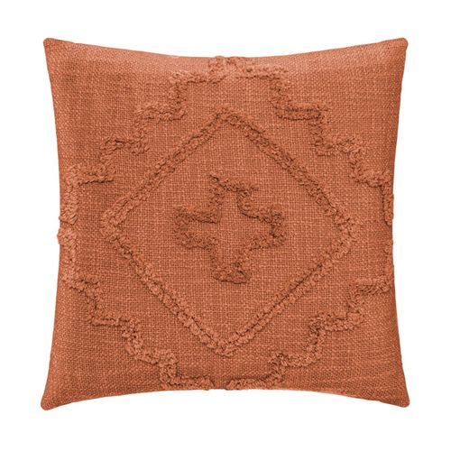 Coussin Déhoussable Inca En Coton Tufté Terracotta 40 X 40 Cm