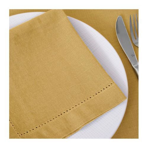 Lot De 4 Serviettes De Table En Coton Ocre 40 X 40 Cm