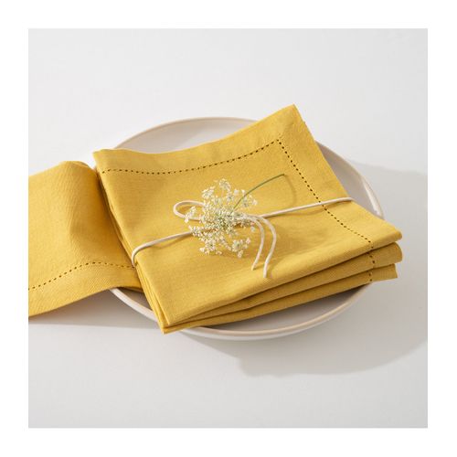 Lot De 4 Serviettes De Table En Coton Ocre 40 X 40 Cm