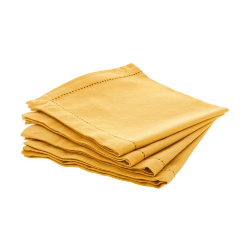 Lot De 4 Serviettes De Table En Coton Ocre 40 X 40 Cm