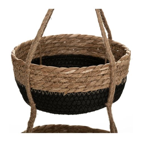 Set De 2 Pots Suspendus En Roseau Et  Corde En Jute