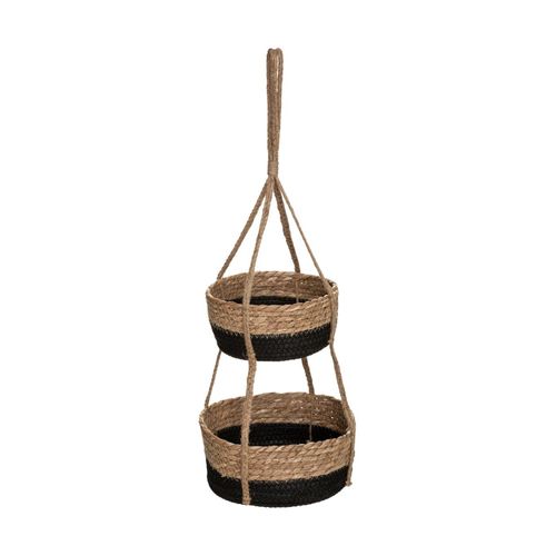 Set De 2 Pots Suspendus En Roseau Et  Corde En Jute