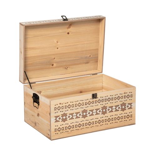 Set De 4 Malles De Rangement En Bois Sculpté