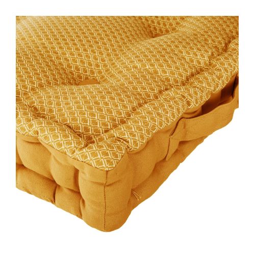 Coussin De Sol En Coton Ocre Motif Otto 40 X 40 Cm